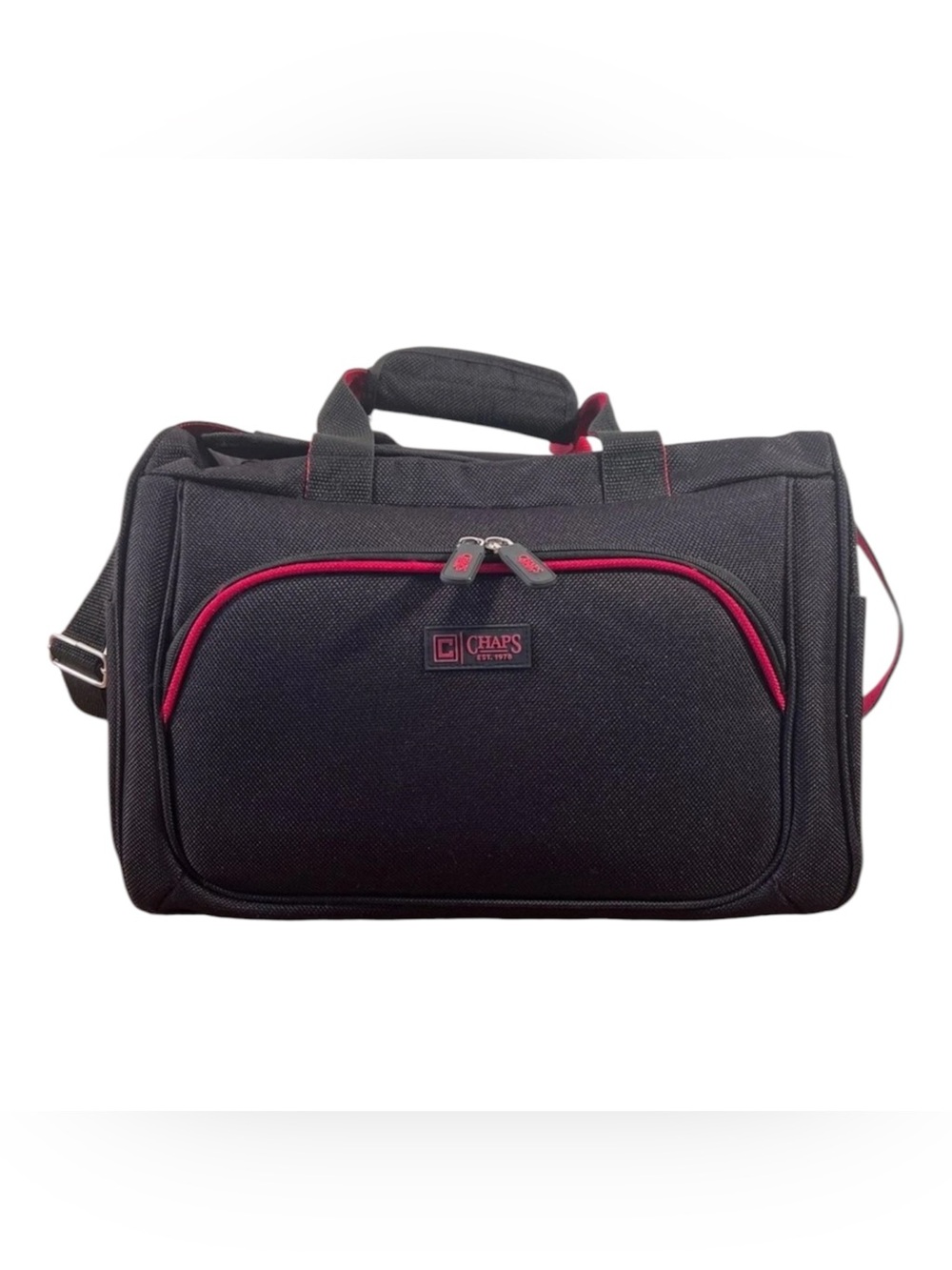 Chaps Black Travel Duffel Bag with Red Trim Overnight Bag